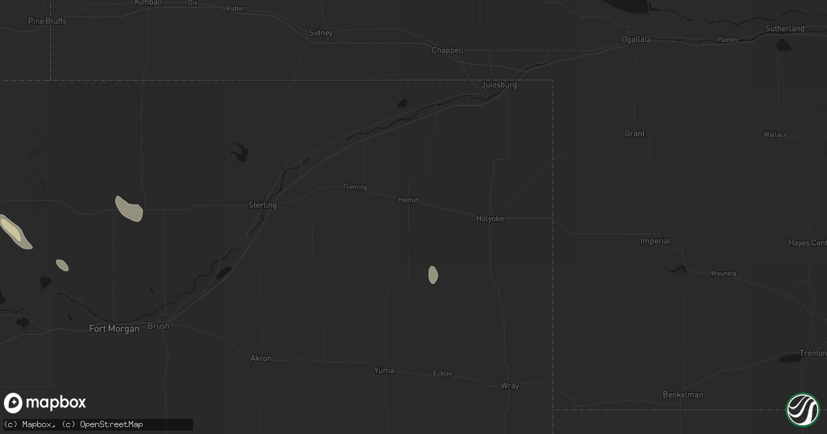 Hail map in Haxtun, CO on August 25, 2026
