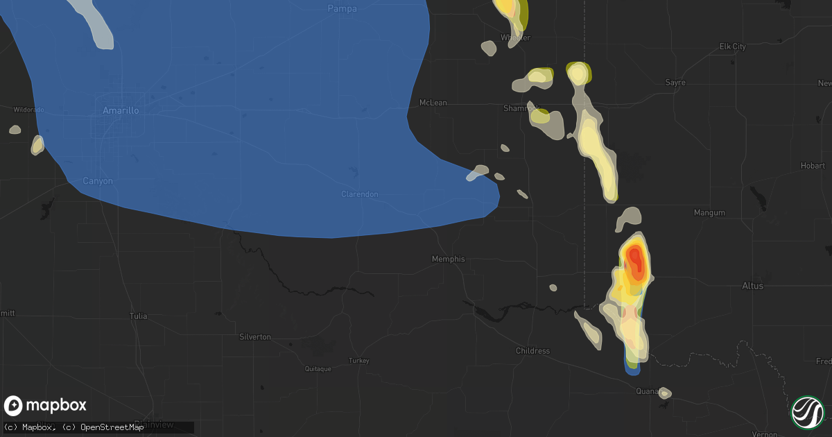 Hail map in Hedley, TX on August 25, 2026