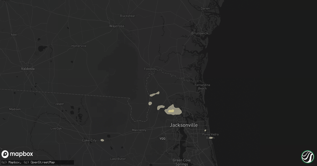 Hail map in Hilliard, FL on August 25, 2026