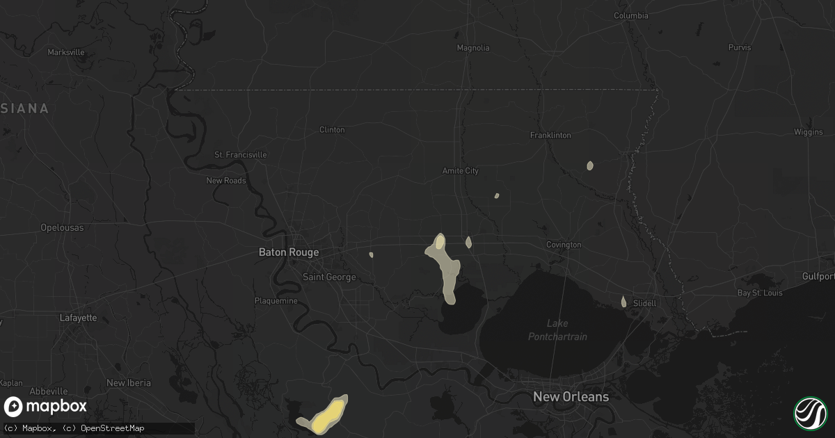 Hail map in Holden, LA on August 25, 2026