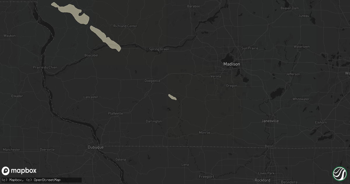 Hail map in Hollandale, WI on August 25, 2026