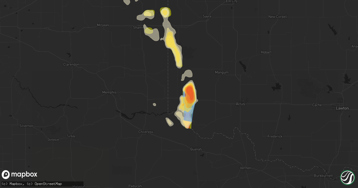 Hail map in Hollis, OK on August 25, 2026