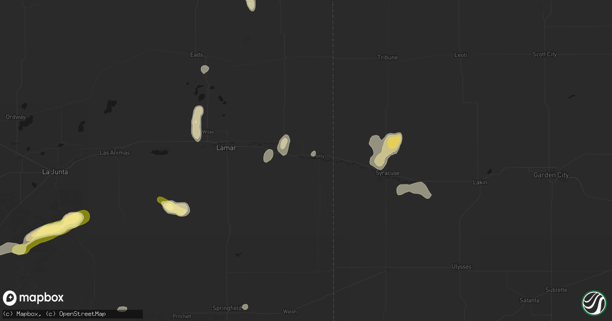 Hail map in Holly, CO on August 25, 2026