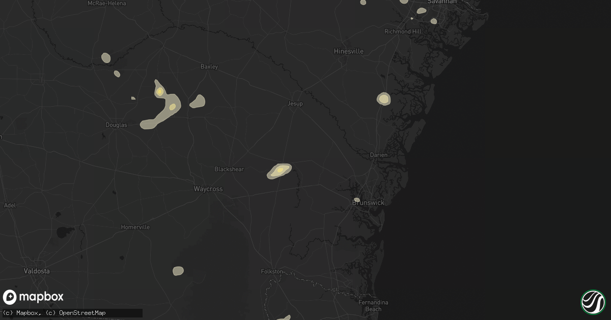 Hail map in Hortense, GA on August 25, 2026
