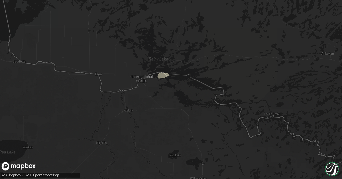 Hail map in International Falls, MN on August 25, 2026