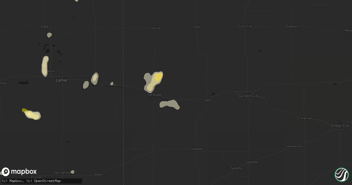 Hail map in Kendall, KS on August 25, 2026