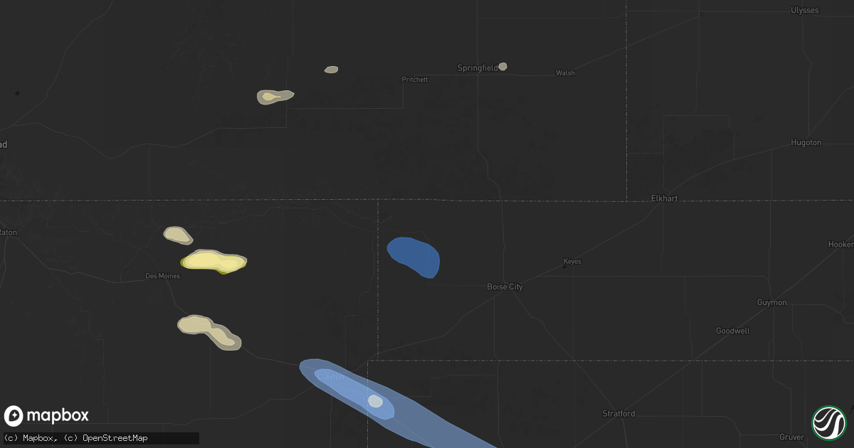 Hail map in Kenton, OK on August 25, 2026