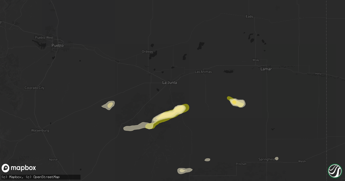 Hail map in La Junta, CO on August 25, 2026