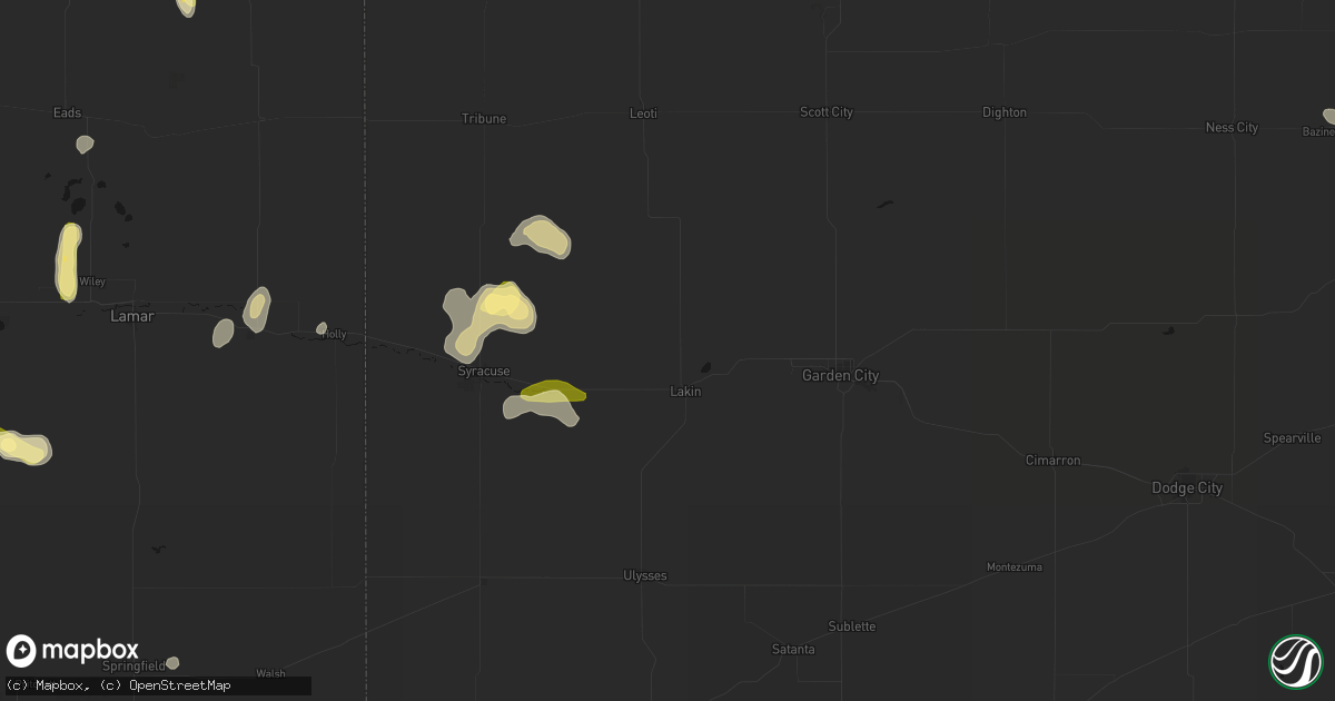 Hail map in Lakin, KS on August 25, 2026