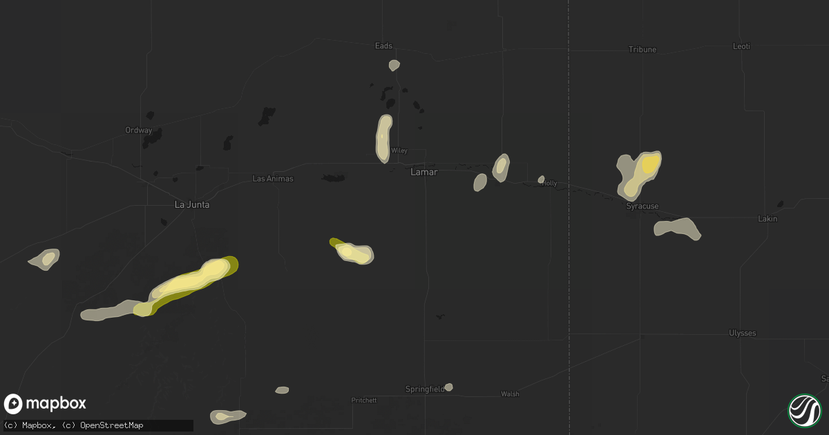 Hail map in Lamar, CO on August 25, 2026