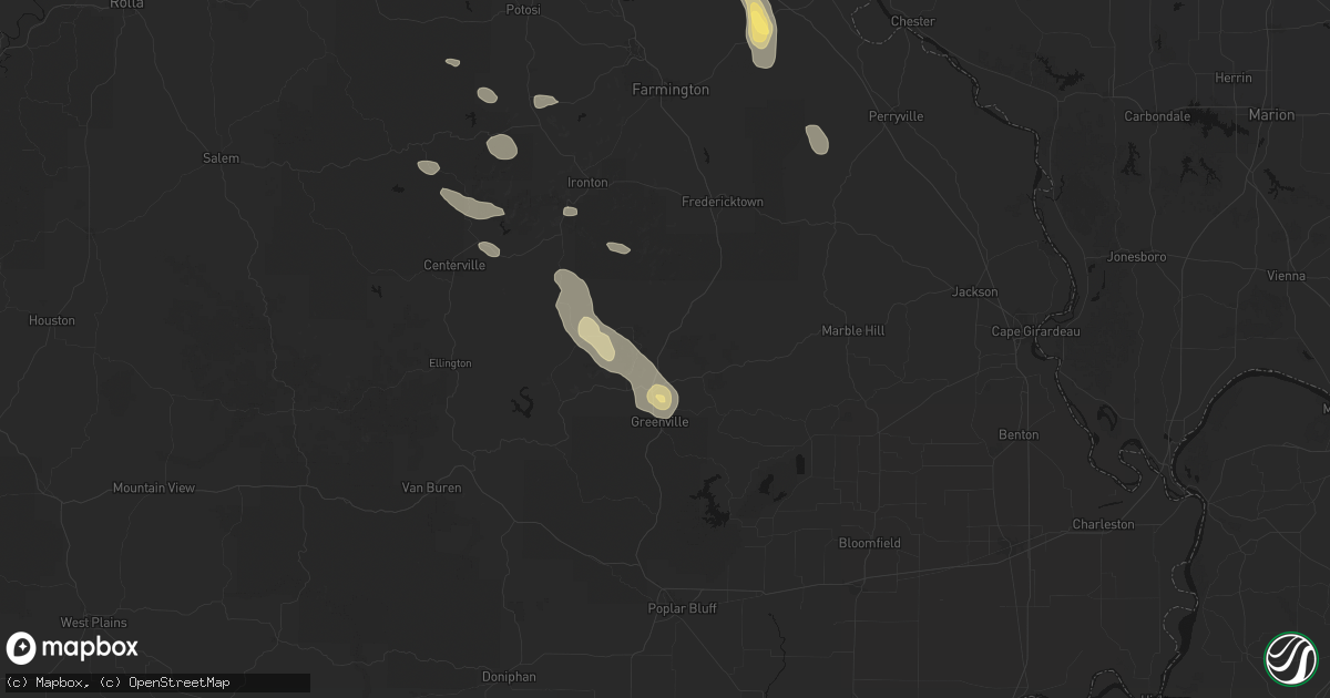 Hail map in Lodi, MO on August 25, 2026