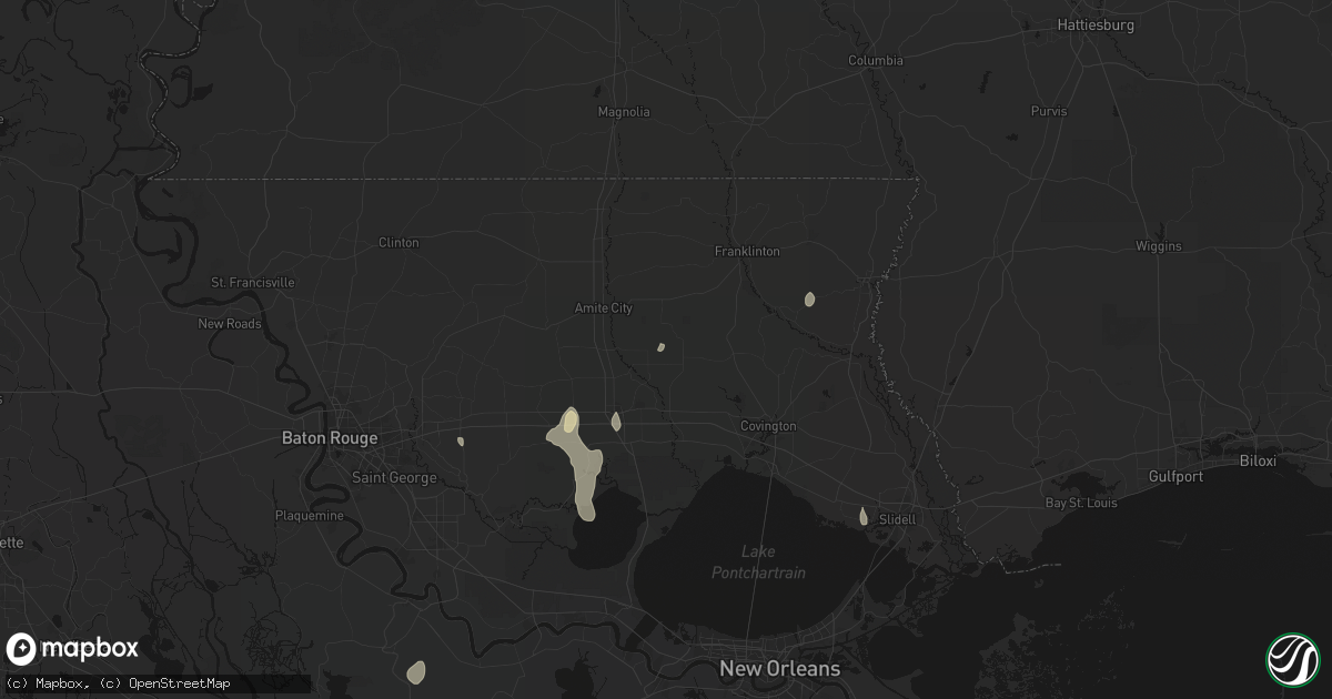 Hail map in Loranger, LA on August 25, 2026