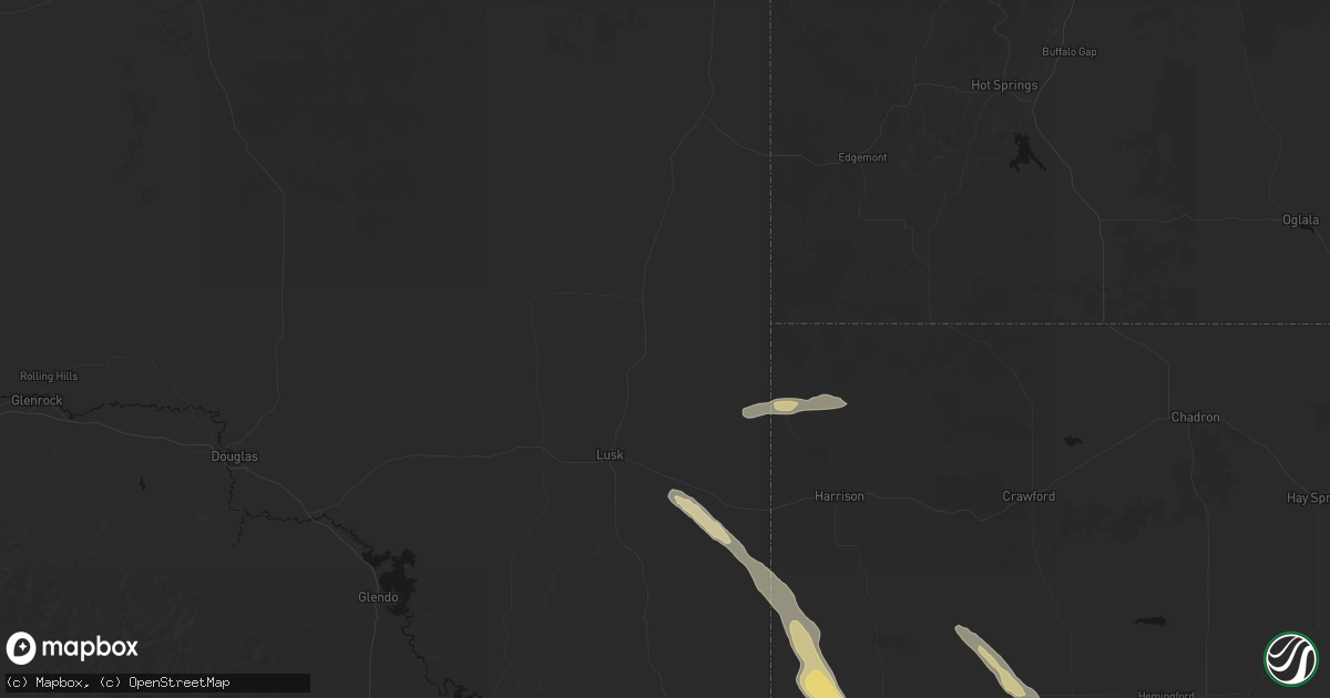 Hail map in Lusk, WY on August 25, 2026
