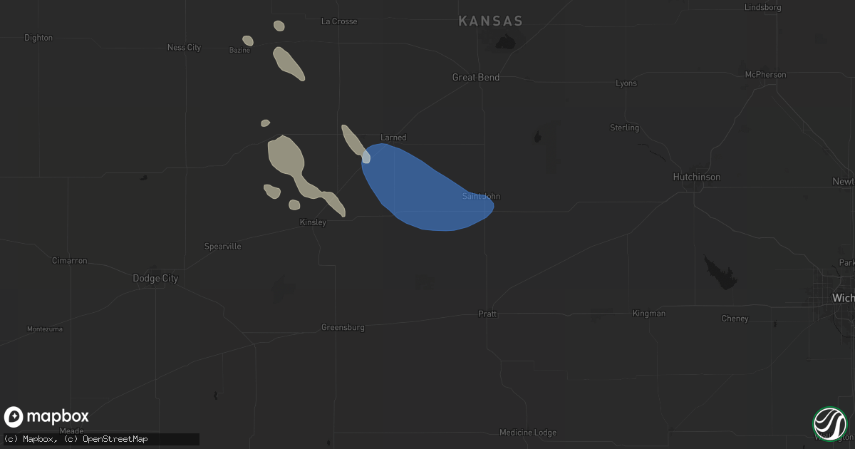Hail map in Macksville, KS on August 25, 2026