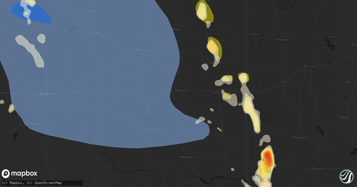 Hail map in Mclean, TX on August 25, 2026
