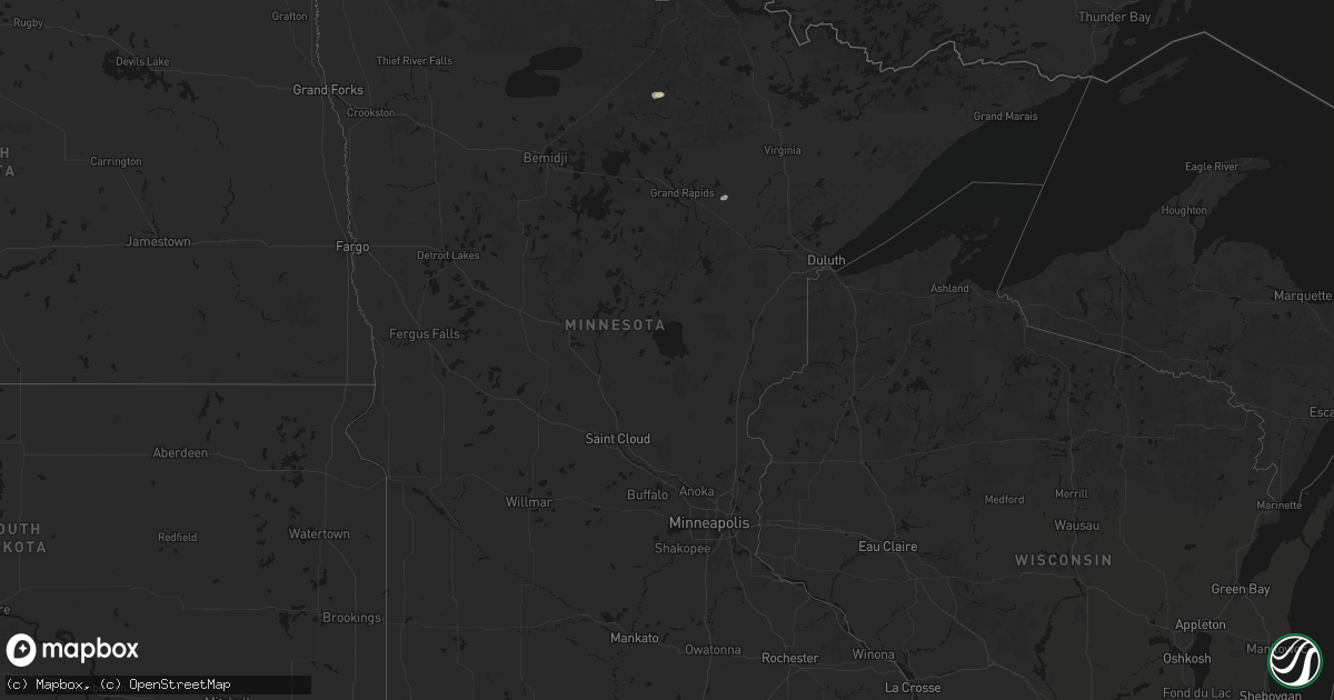 Hail map in Minnesota on August 25, 2026