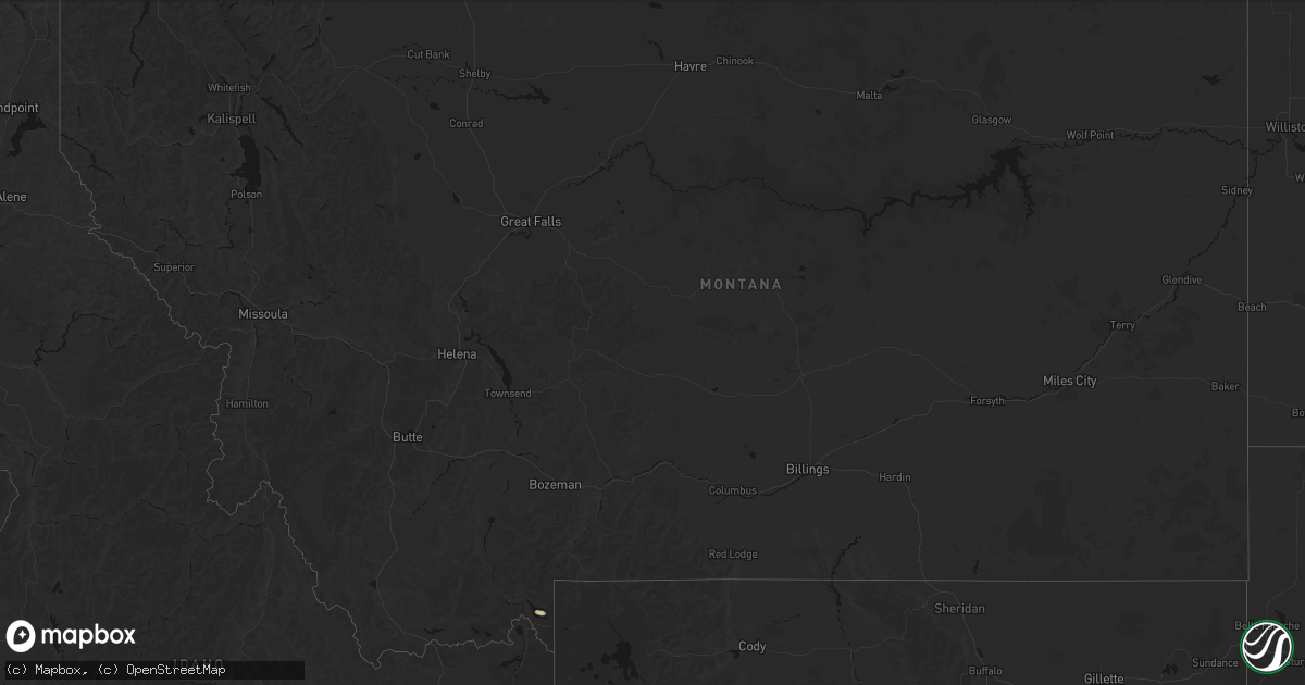 Hail map in Montana on August 25, 2026