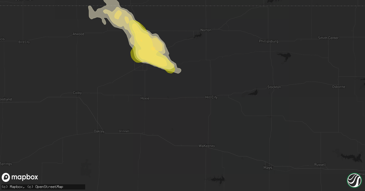 Hail map in Morland, KS on August 25, 2026