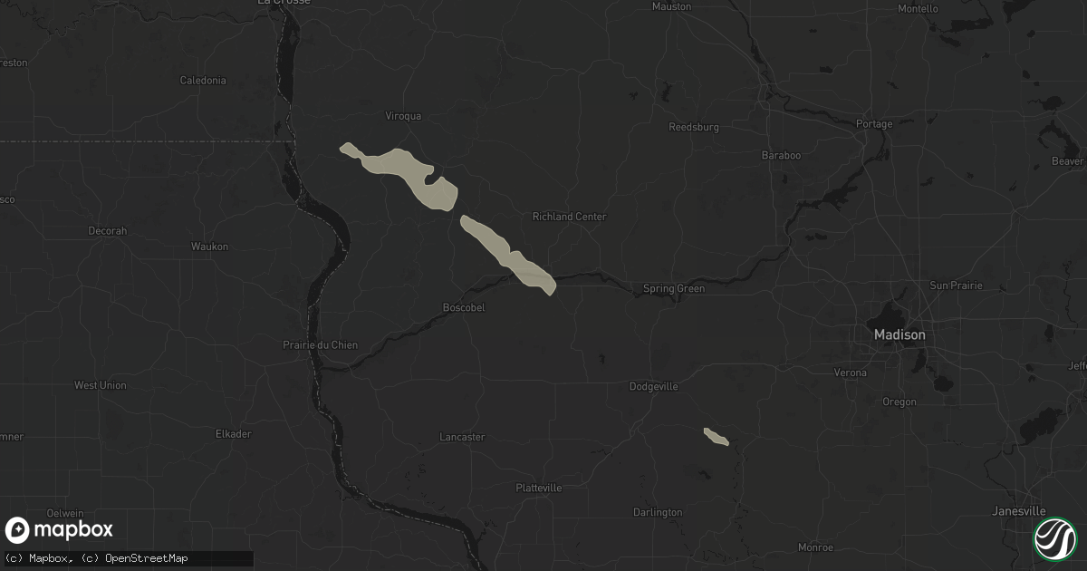 Hail map in Muscoda, WI on August 25, 2026