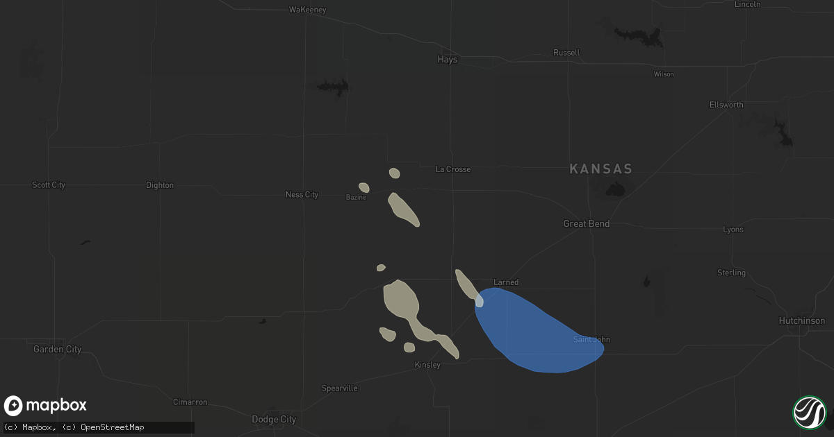 Hail map in Nekoma, KS on August 25, 2026