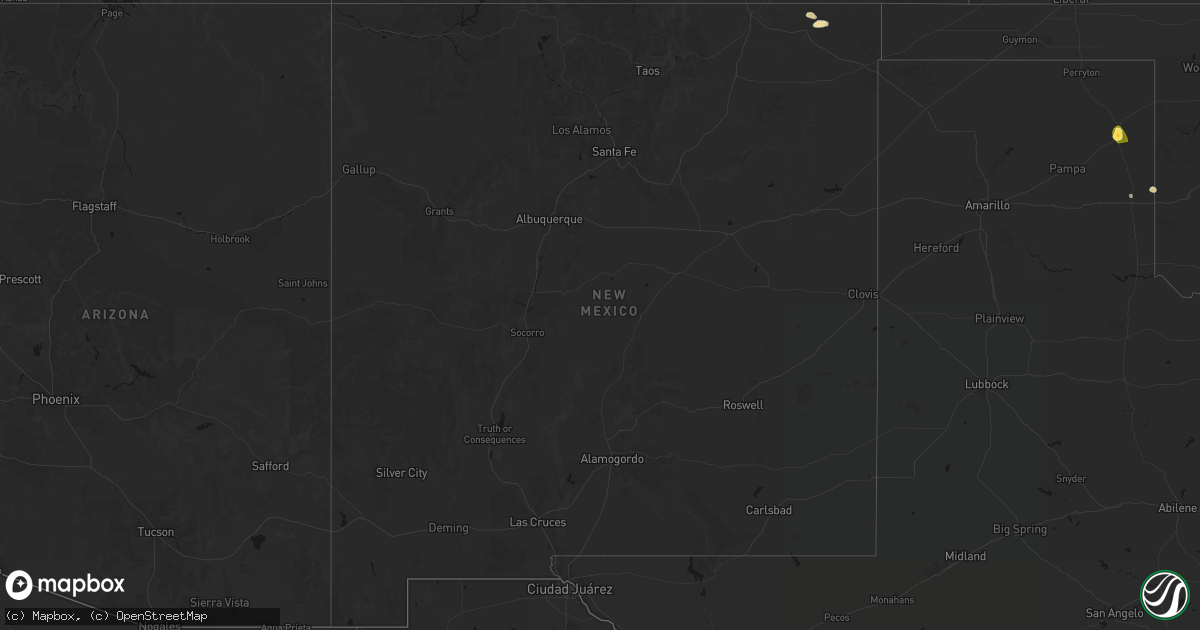 Hail map in New Mexico on August 25, 2026