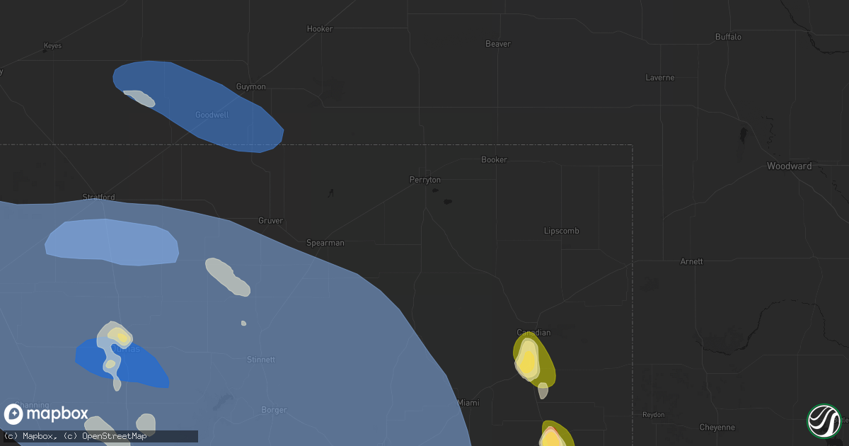 Hail map in Perryton, TX on August 25, 2026