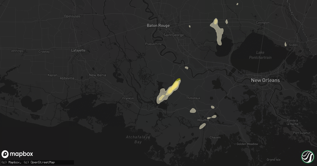 Hail map in Pierre Part, LA on August 25, 2026