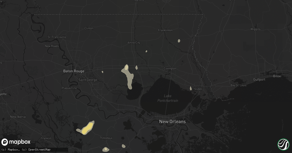 Hail map in Ponchatoula, LA on August 25, 2026
