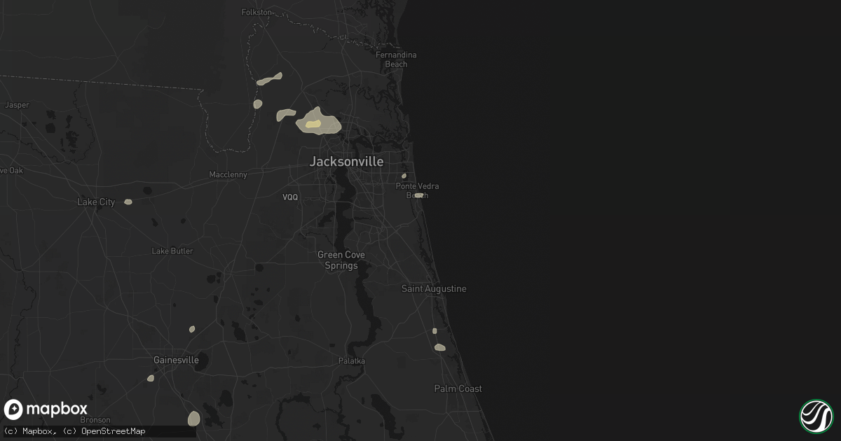 Hail map in Ponte Vedra Beach, FL on August 25, 2026