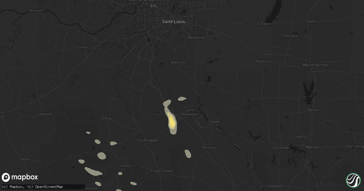 Hail map in Prairie Du Rocher, IL on August 25, 2026