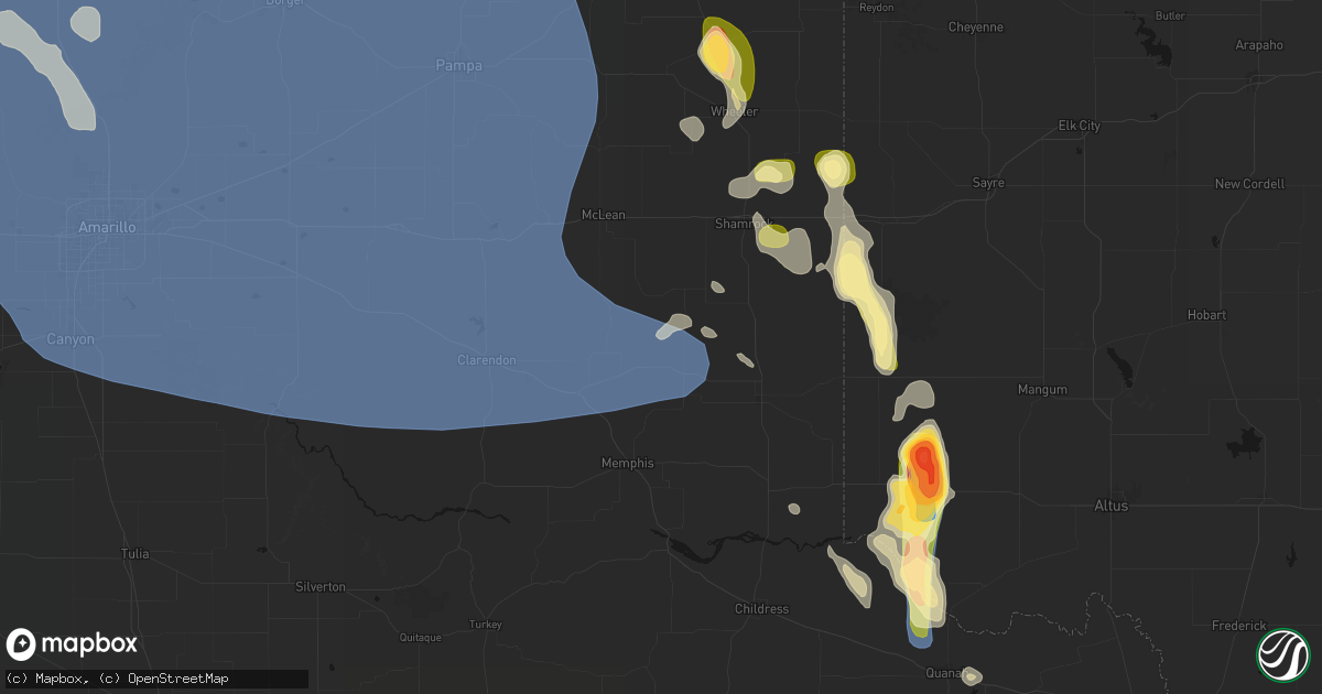 Hail map in Quail, TX on August 25, 2026