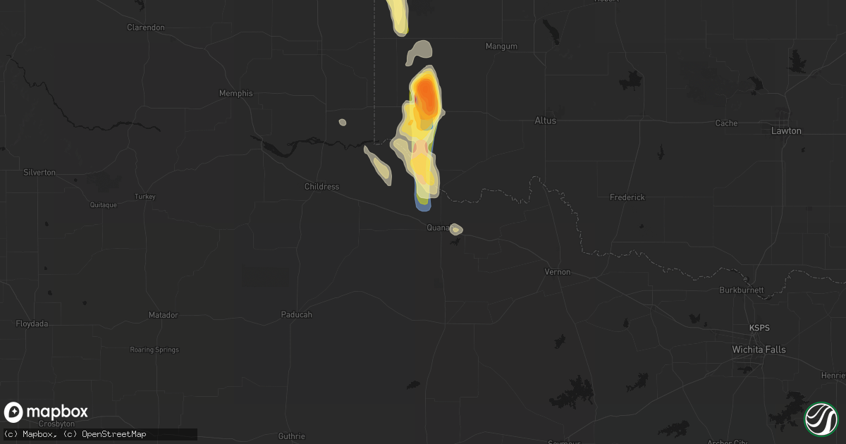 Hail map in Quanah, TX on August 25, 2026