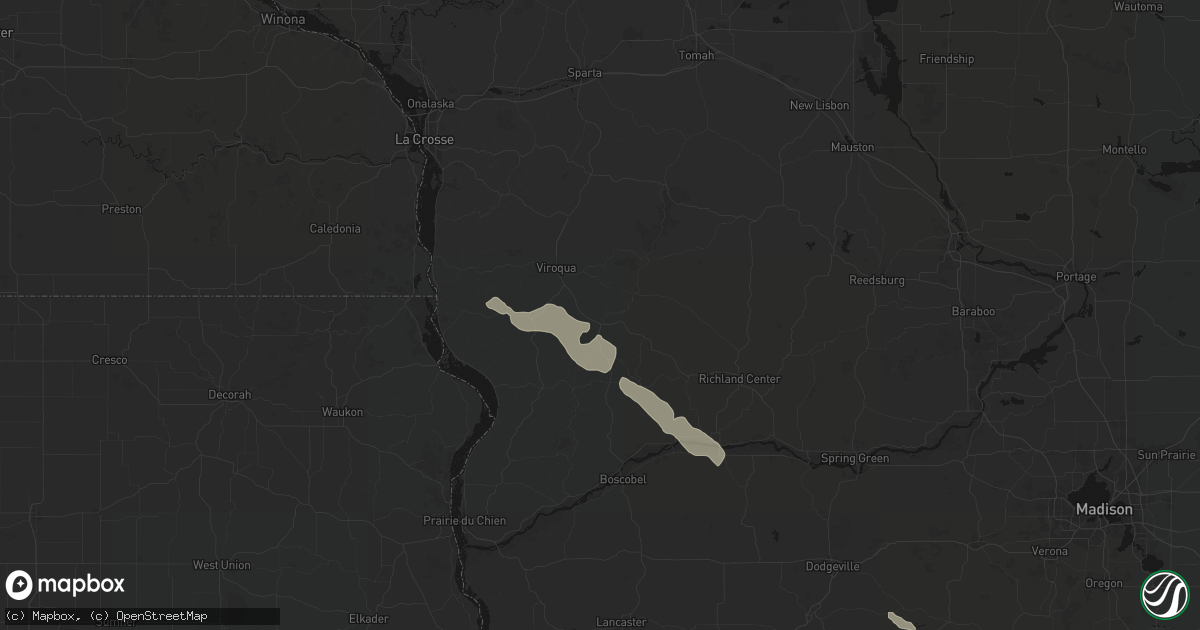 Hail map in Readstown, WI on August 25, 2026