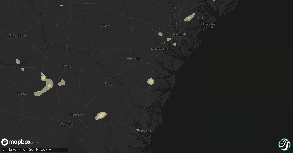 Hail map in Riceboro, GA on August 25, 2026