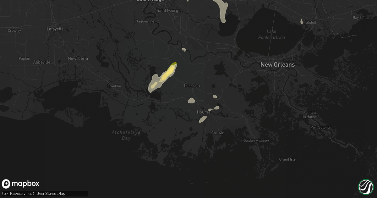 Hail map in Schriever, LA on August 25, 2026