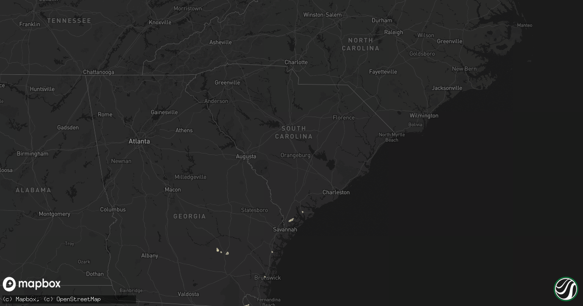 Hail map in South Carolina on August 25, 2026