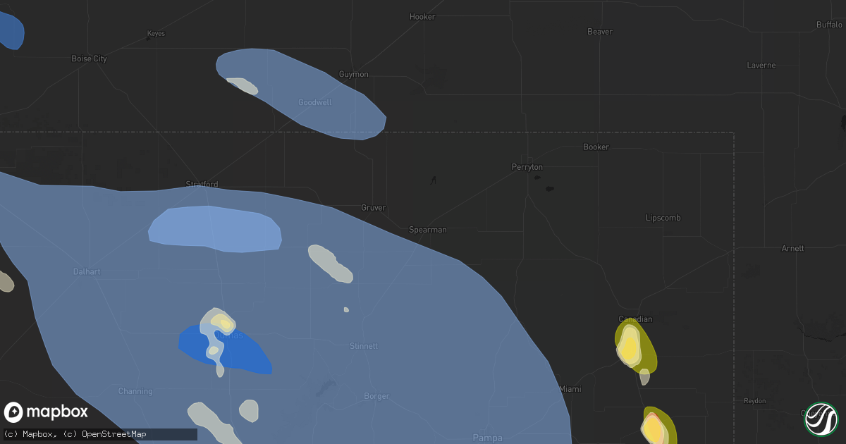 Hail map in Spearman, TX on August 25, 2026