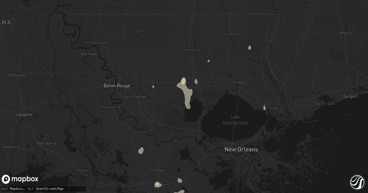 Hail map in Springfield, LA on August 25, 2026