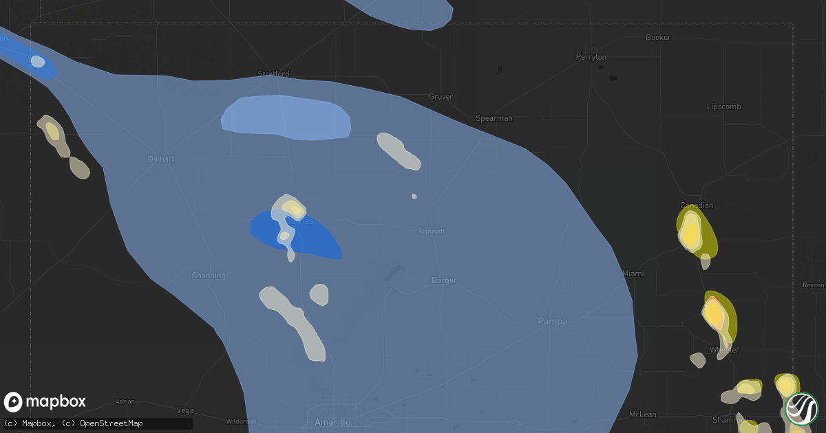 Hail map in Stinnett, TX on August 25, 2026