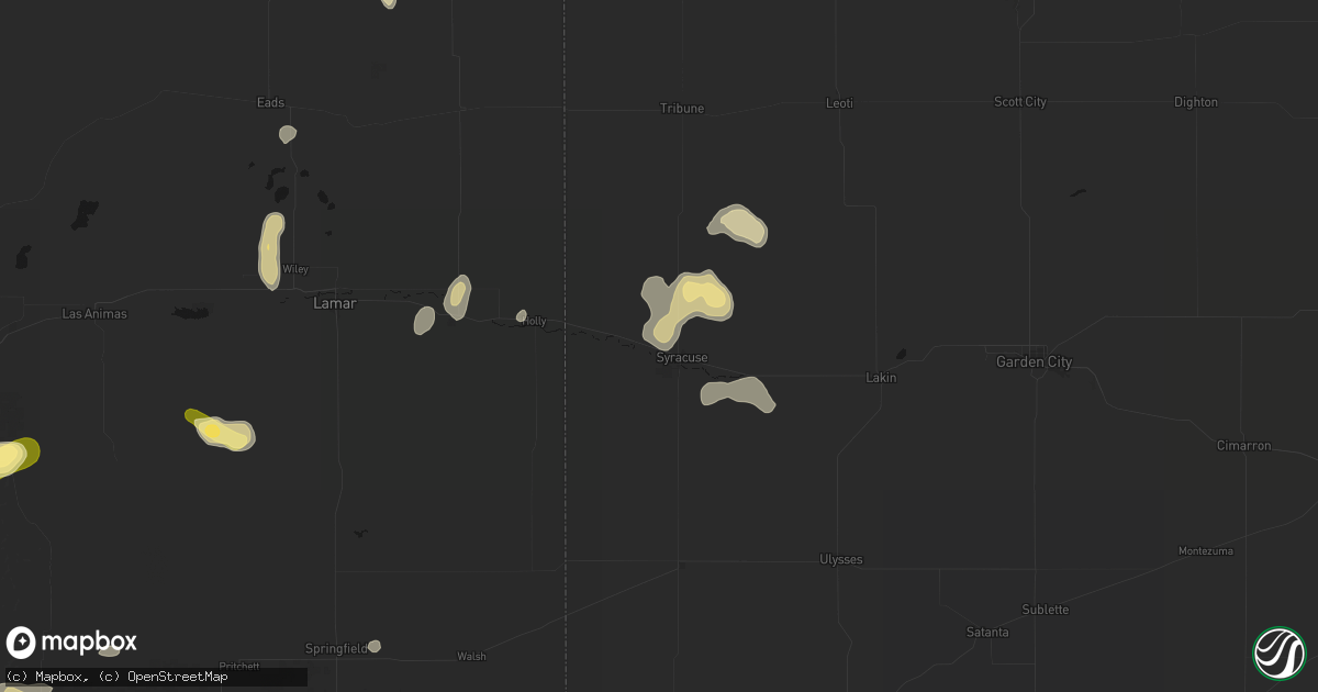 Hail map in Syracuse, KS on August 25, 2026
