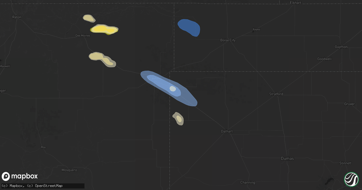 Hail map in Texline, TX on August 25, 2026