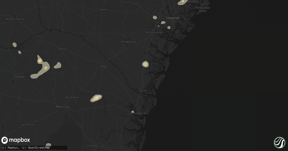 Hail map in Townsend, GA on August 25, 2026