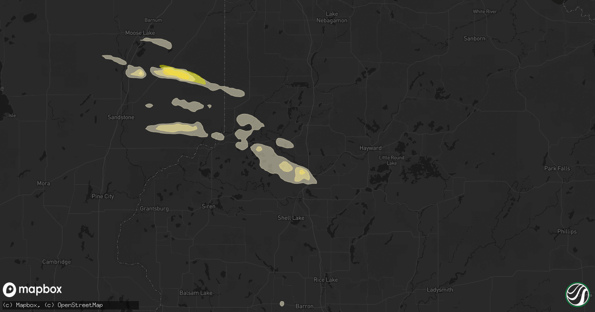 Hail map in Trego, WI on August 25, 2026