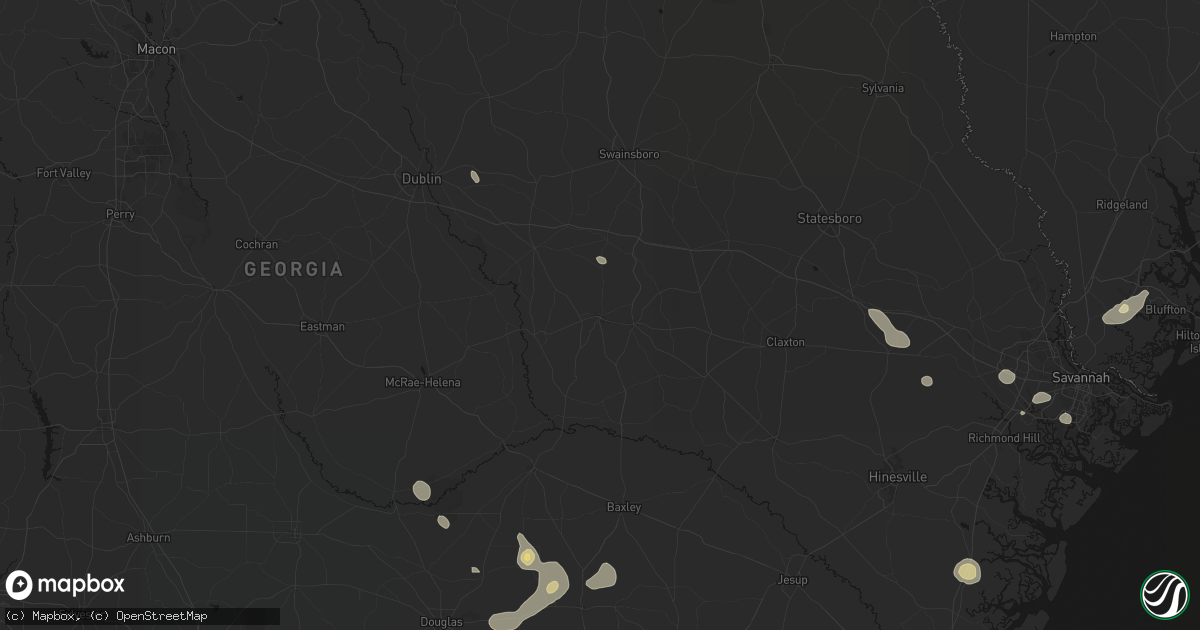Hail map in Vidalia, GA on August 25, 2026