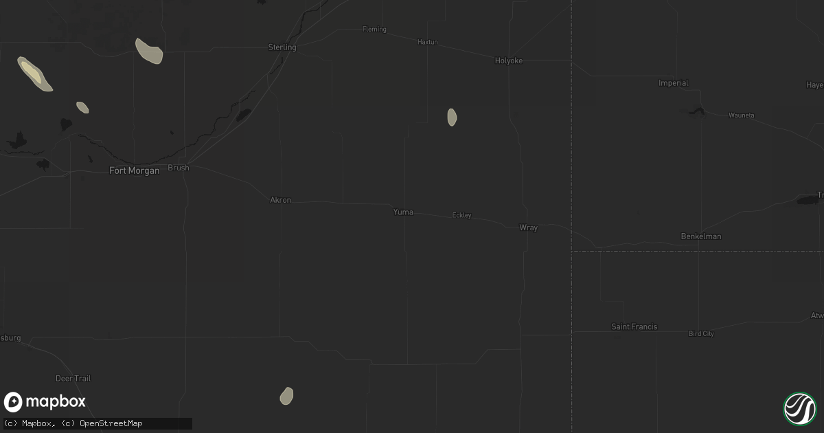 Hail map in Yuma, CO on August 25, 2026