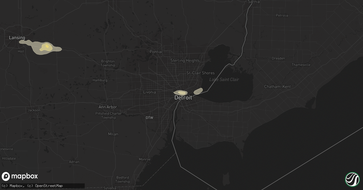 Hail map in Detroit, MI on August 26, 2014