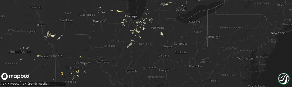 Hail map in Indiana on August 26, 2014