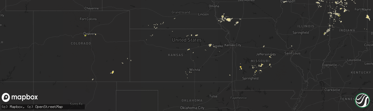 Hail map in Kansas on August 26, 2014