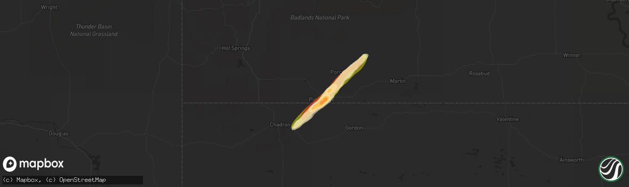 Hail map in Pine Ridge, SD on August 26, 2014