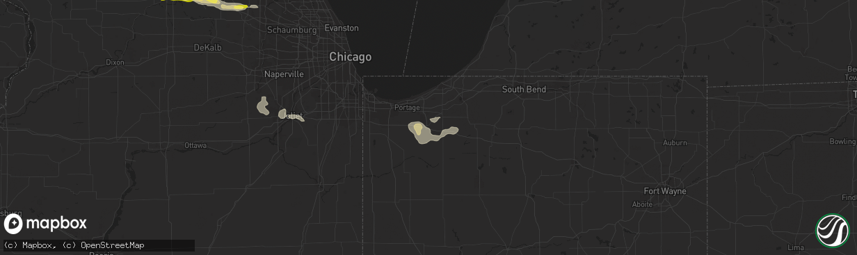 Hail map in Valparaiso, IN on August 26, 2014